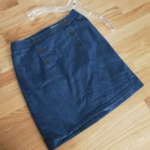 LOFT Navy Blue High-Waisted Skirt with Buttons